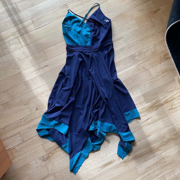 Navy and Teal Scarf Dress - Picture 3 of 7